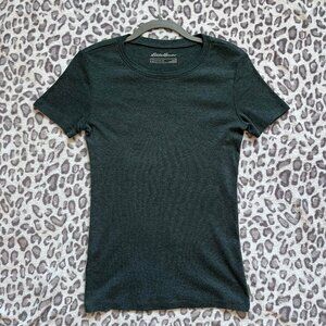 Eddie Bauer Fitted Crewneck Tee - Charcoal Heather, Size S